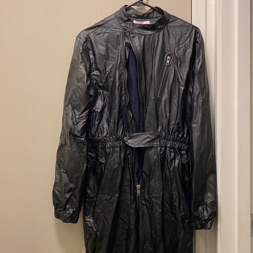 BRAND NEW W/O TAGS Aviator/Moto Vegan Leather Jumpsuit